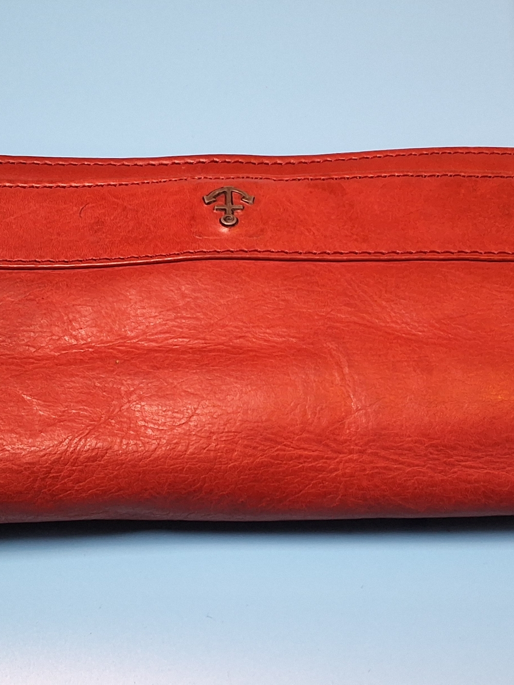 Sag Harbor Red Leather Clutch Wallet with Metal Logo